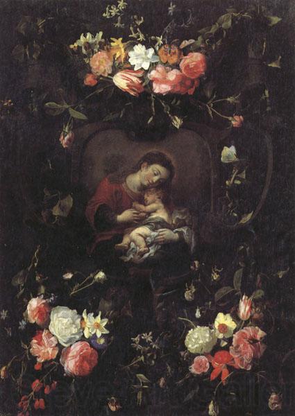 Daniel Seghers Garland of Flowers,with the Virgin and Child Norge oil painting art